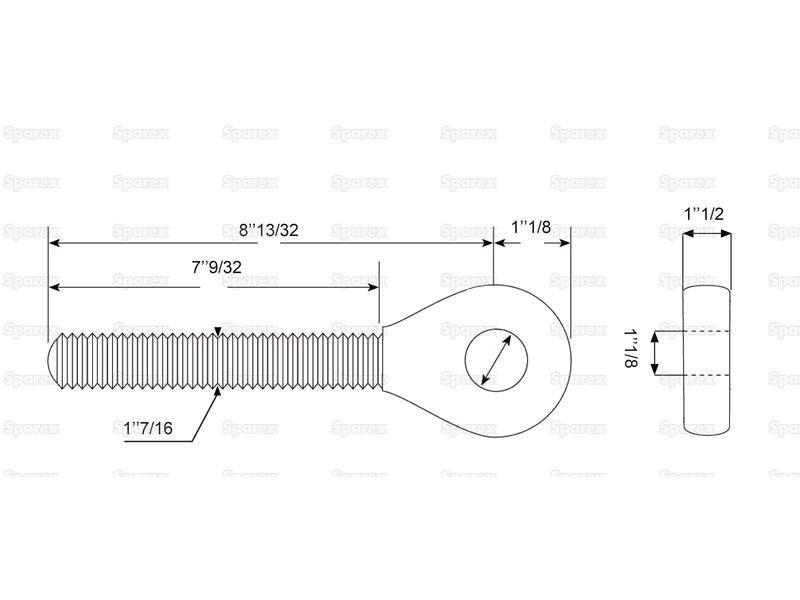 Top Link Threaded Eye Thread size:M36x3 LH
