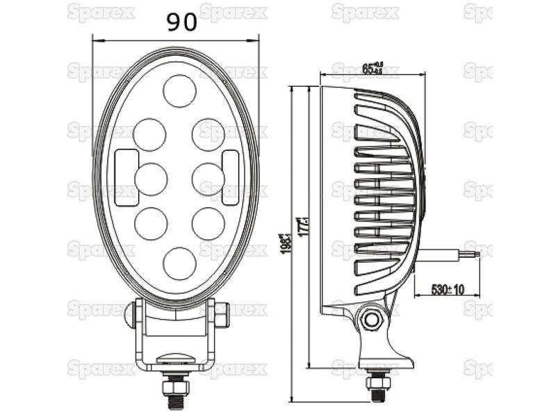 LED Work Light with Handrail Bracket, Interference: Class 3, 2400 Lumens, 10-30V