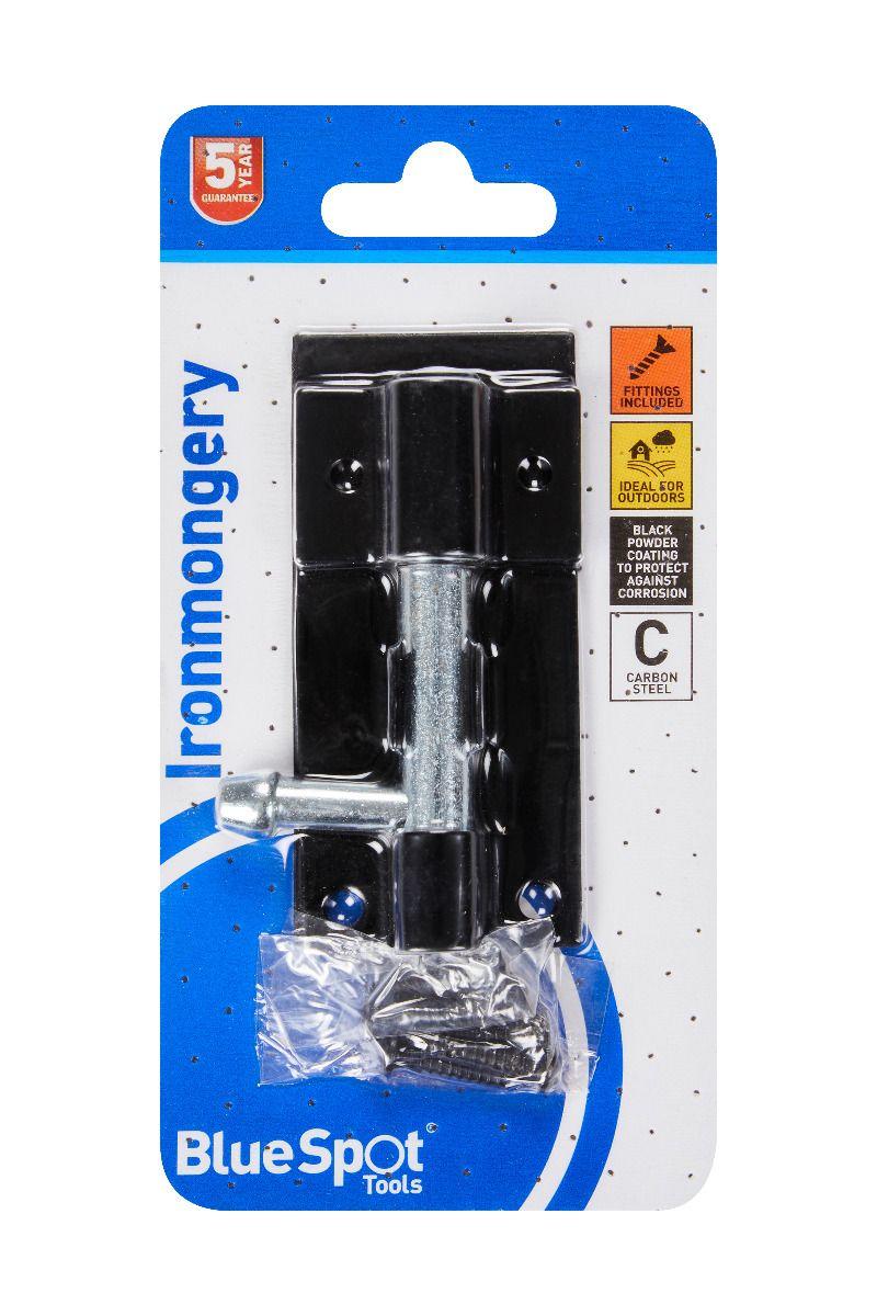 Blue Spot Tools Black Powder Coated Tower Bolt 76mm