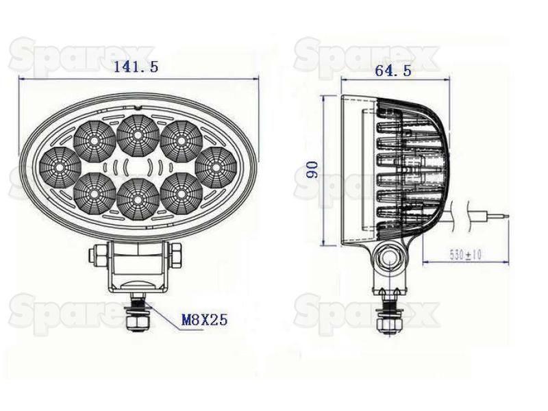 LED Work Light, Interference: Class 3, 1600 Lumens, 10-30V ()