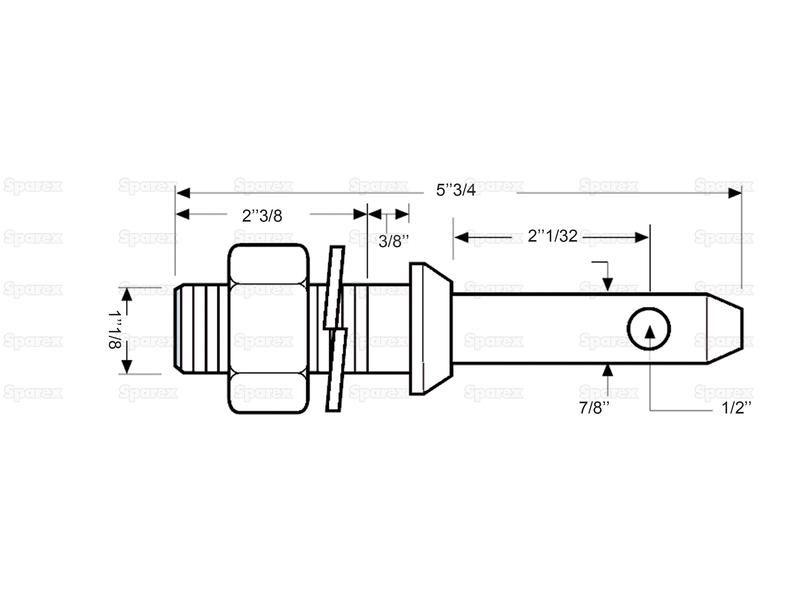 Lower link implement pin Heavy Duty 22x146mm, Thread size 1 1/8'' (28.5mm)x60mm Cat. 1
