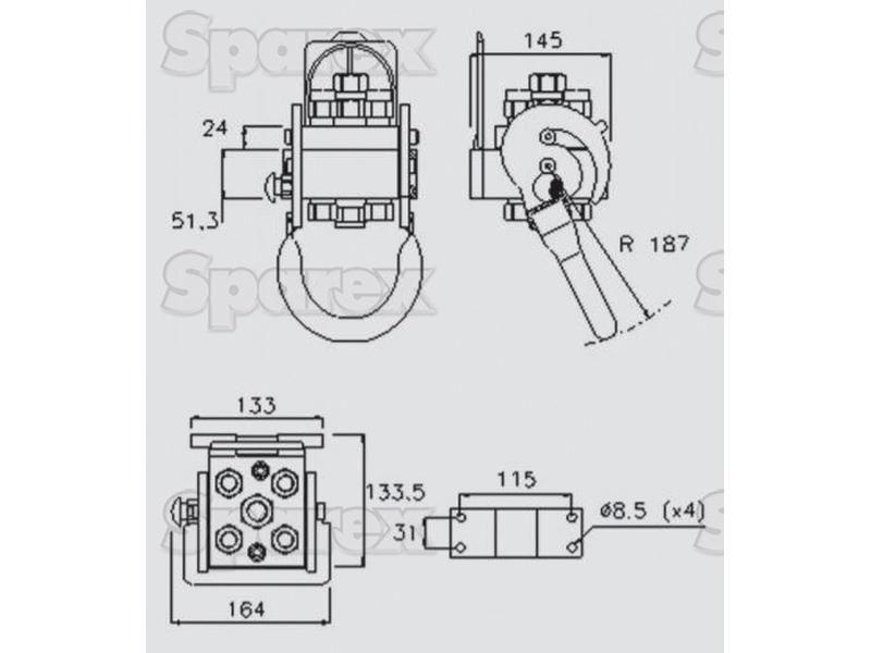 Faster Multiport Coupling - 4 Ports 3/8'' Body x M22 x 1.50 Metric Male Thread (Mobile Part) with 1 x Electric 3-pin plug Faster S.p.A (2P506142/2MC, 2P506-1-4-2/2MC)