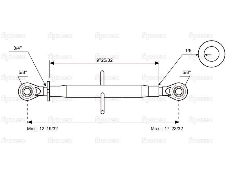 Top Link Standard Duty (Cat.0/0) Ball and Ball, Min. Length: 320mm.