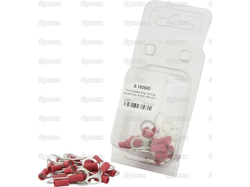 Pre Insulated Ring Terminal, Double Grip, 8.4mm, Red (0.5 - 1.5mm) (Agripak 25 pcs.)