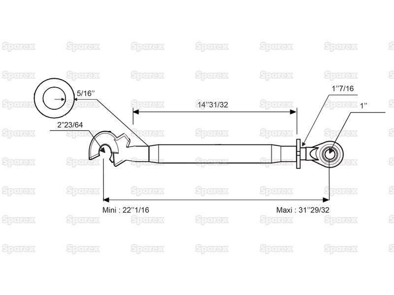 Top Link Superlink (Cat.2/3) Ball and Q.R. Hook, Min. Length: 560mm.