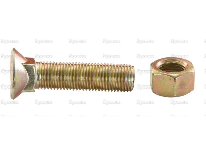 Round Countersunk Square Hex Bolt & Nut (TFCC) - 3/4'' x 70mm, Tensile strength 8.8 (25 pcs. Box) for JCB