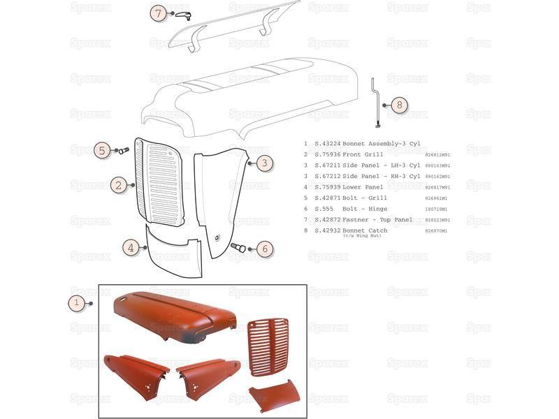 Bonnet Assembly for Massey Ferguson 35 (Pre 100 Series (1947 - 65))