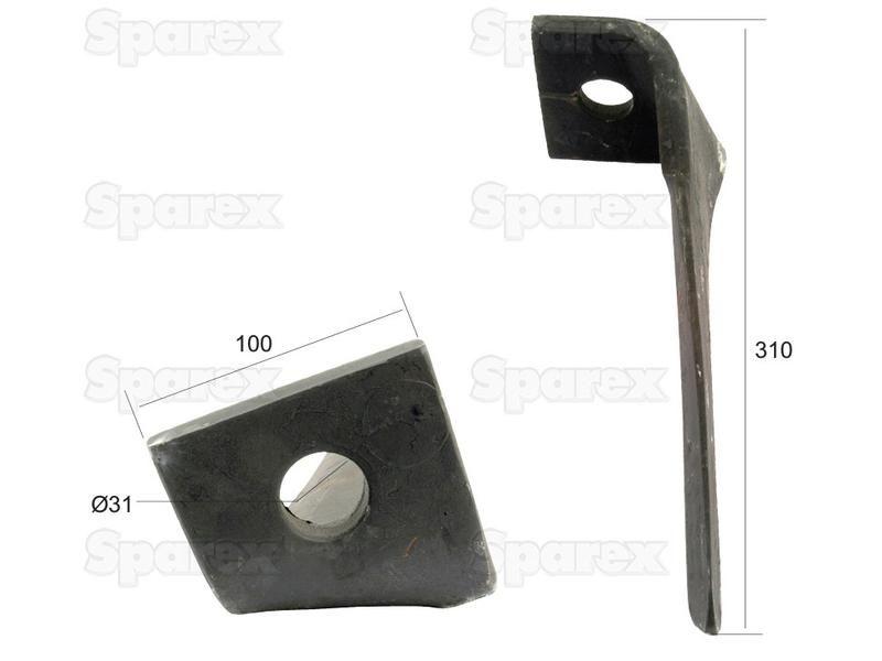 Power Harrow Blade 100x16x310mm RH. Hole centres: mm. Hole Ø 31mm. Replacement forRabewerk. for Rabewerk CORVEX VKE