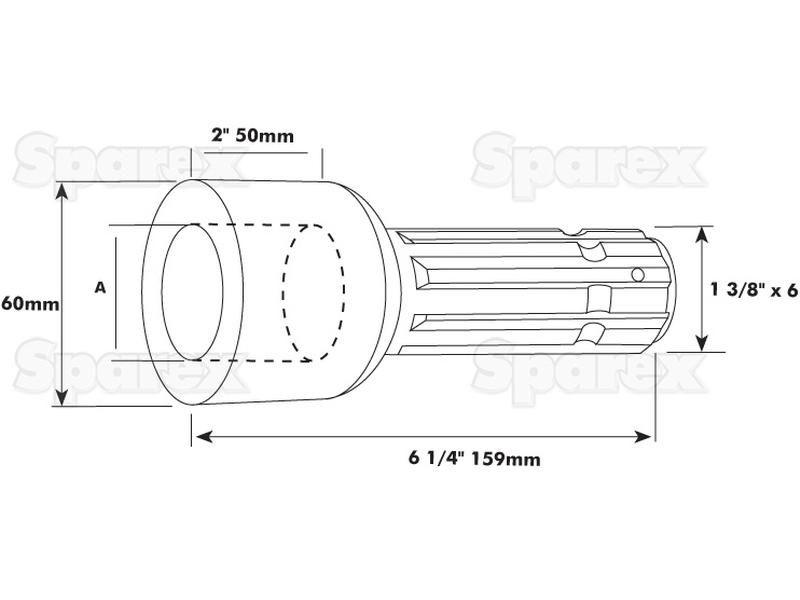 PTO Pump Adaptor - Bore Ø25mm x Male spline 1 3/8'' - 6.