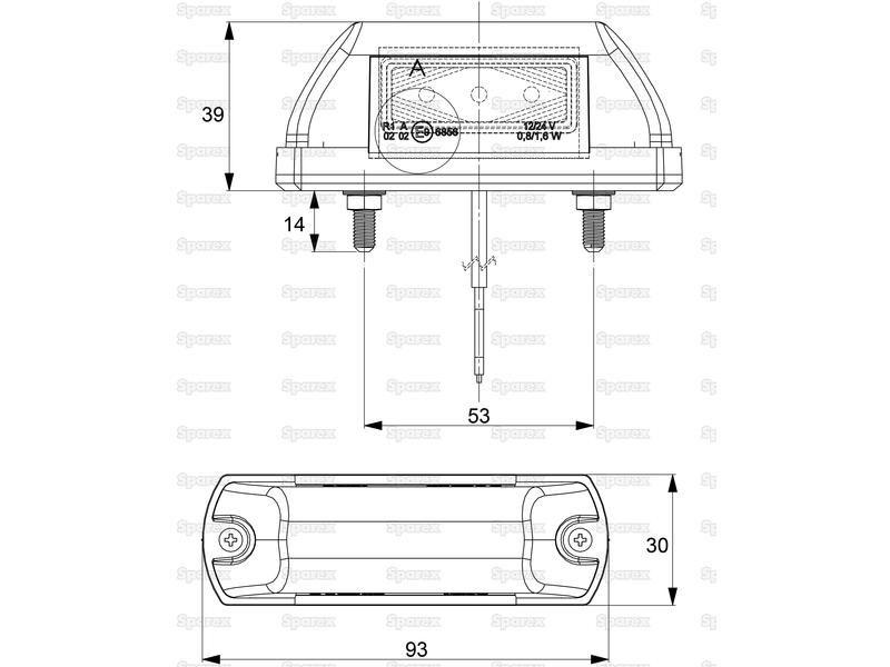 LED Outline Front/Rear Facing Marker Light, RH & LH, 12-24V