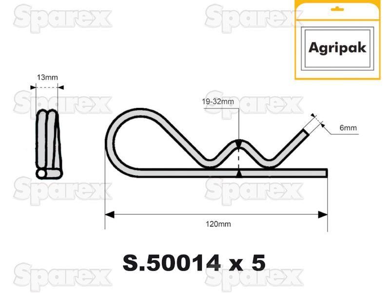 Double Wound Grip Clip, Clip Ø6mm x 140mm