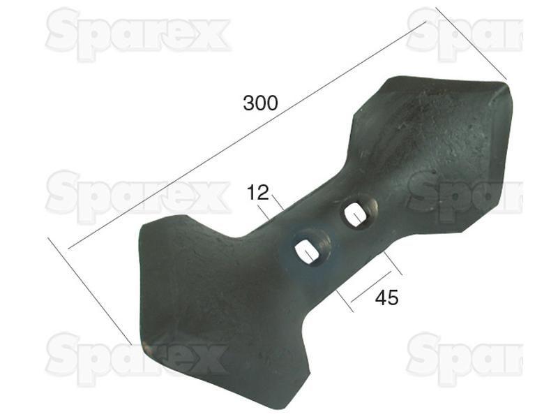 Reversible point 300x110x8mm Hole centres 45mm for Kongskilde VIBROFLEX