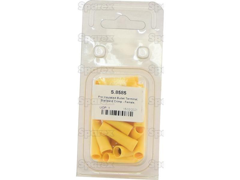 Pre Insulated Bullet Terminal, Standard Crimp - Female, 5.0mm, Yellow (4.0 - 6.0mm) (Agripak 25 pcs.)