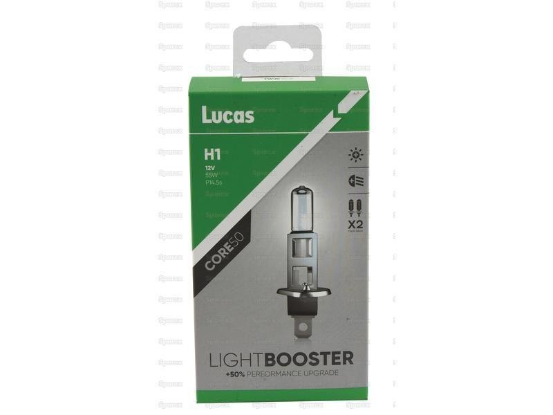 Halogen Lightbooster Core50 Head Light, H1, Twin Pack, 12V, 55W Lucas (LLX448XLPX2)