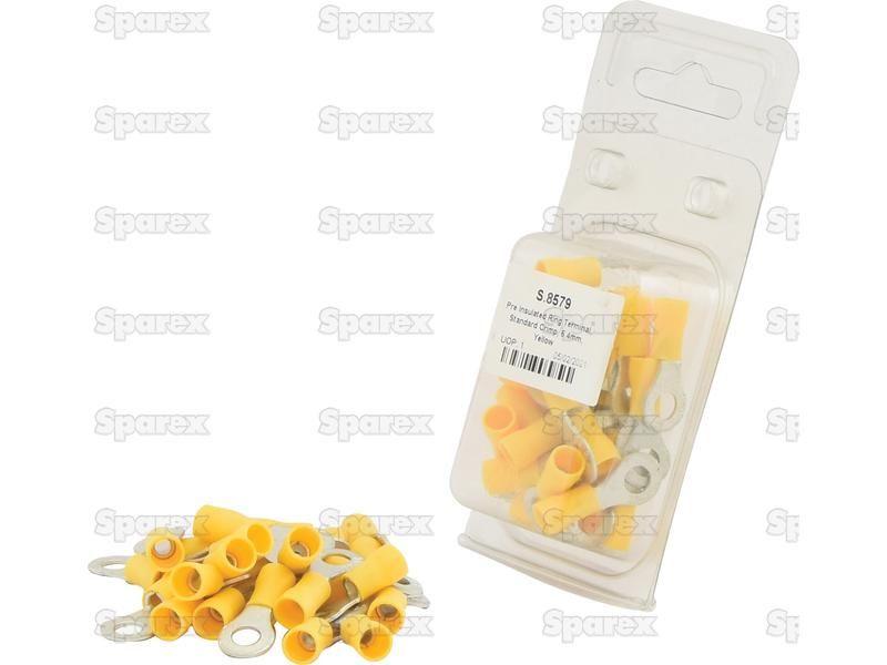 Pre Insulated Ring Terminal, Standard Crimp, 6.4mm, Yellow (4.0 - 6.0mm) (Agripak 25 pcs.)