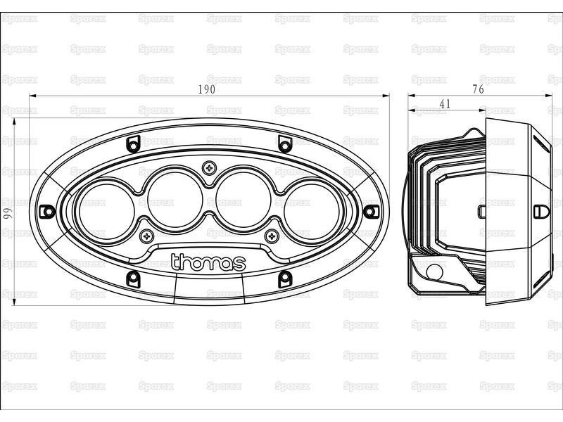 LED Work Light (Cree High Power), Interference: Class 3, 4000 Lumens, 10-60V for John Deere