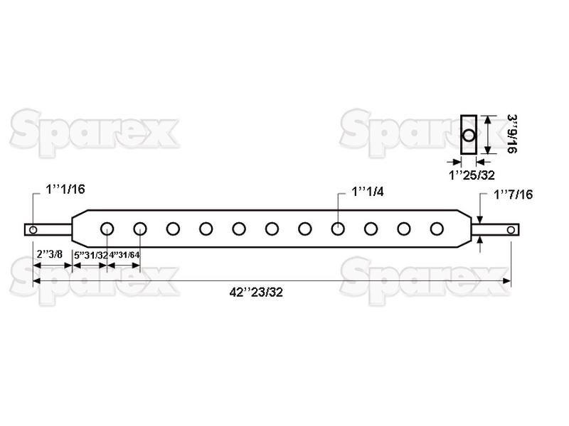 Linkage Drawbar (Cat. 3) No. holes: 7, 1085mm