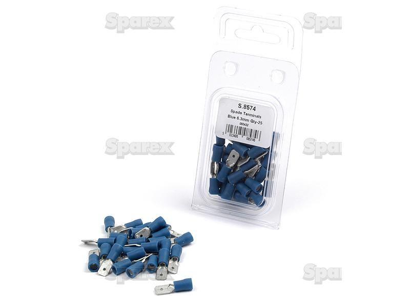 Pre Insulated Spade Terminal, Standard Crimp - Male, 6.3mm, Blue (1.5 - 2.5mm) (Agripak 25 pcs.)