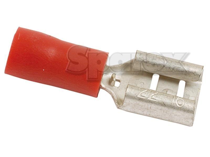 Pre Insulated Spade Terminal, Standard Grip - Female, 6.3mm, Red (0.5 - 1.5mm)