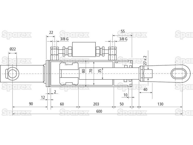 Hydraulic Levelling Box (Supplied with: Hoses), Min. Length: 600mm, Cylinder Bore: 70mm. for Ford New Holland