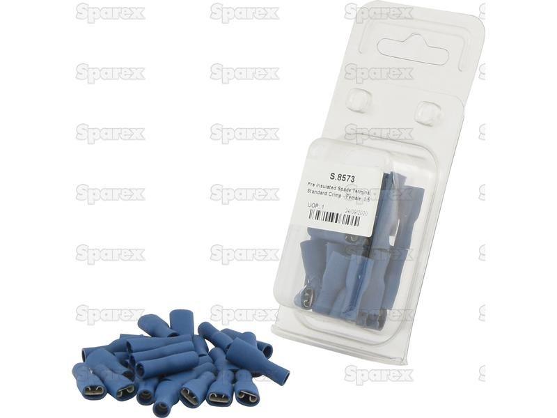 Pre Insulated Spade Terminal, Standard Crimp - Female, 6.3mm, Blue (1.5 - 2.5mm) (Agripak 25 pcs.)