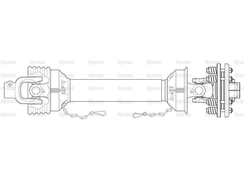 PTO Shaft - (Lz) Length: 1010mm, 1 3/8'' x 6 Spline Q.R. to 1 3/8'' x 6 Spline Friction Disc Clutch