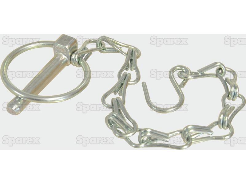 Round Linch Pin, Chain & Hook Assembly, Pin Ø8mm