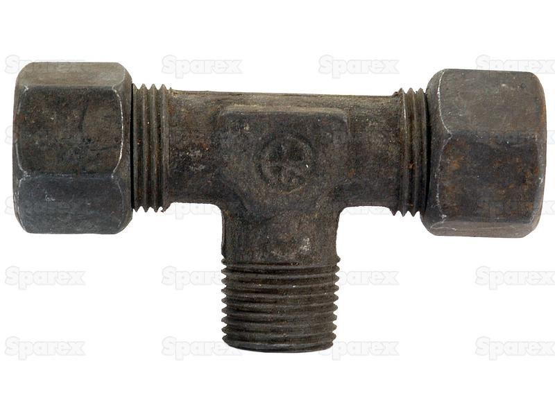 Hydraulic Metal Pipe Tee Stud Coupling T.E.V. 12S - M18 x 1.5 male stud branch