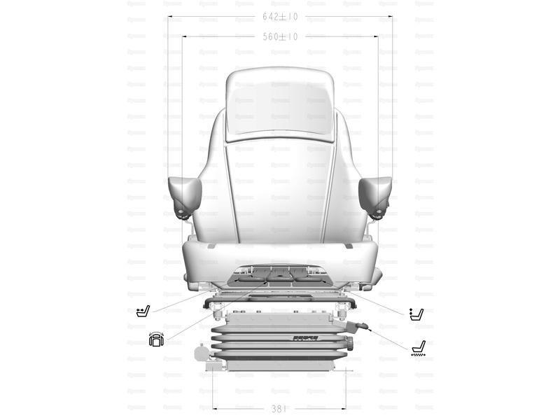 Air Suspension Seat - 12V (Cut and Sew Fabric) for Valmet & Valtra T130 (T Series)