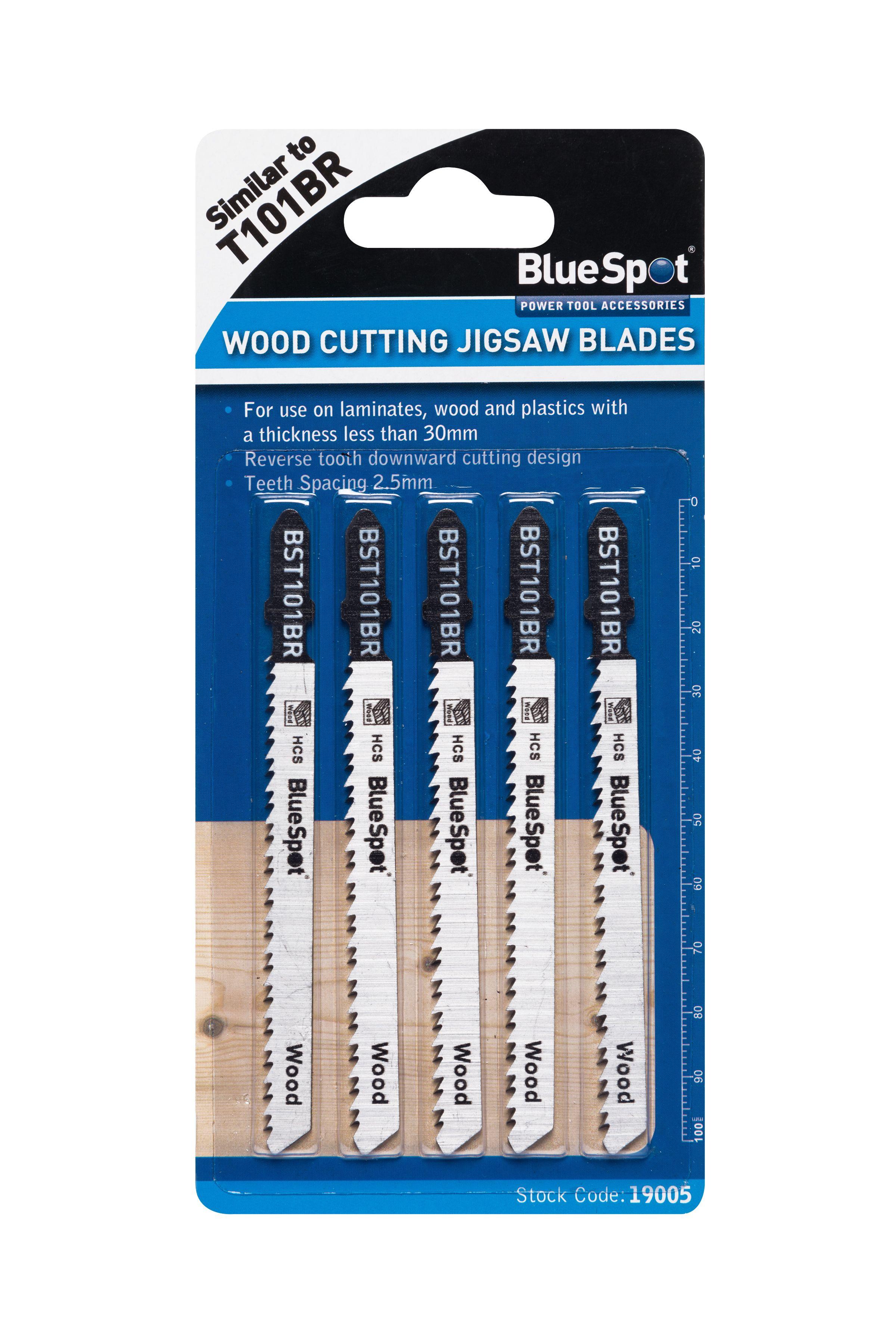 Blue Spot Tools 5 PCE HCS Reverse Pitch Jigsaw Blades For Wood (10 TPI)