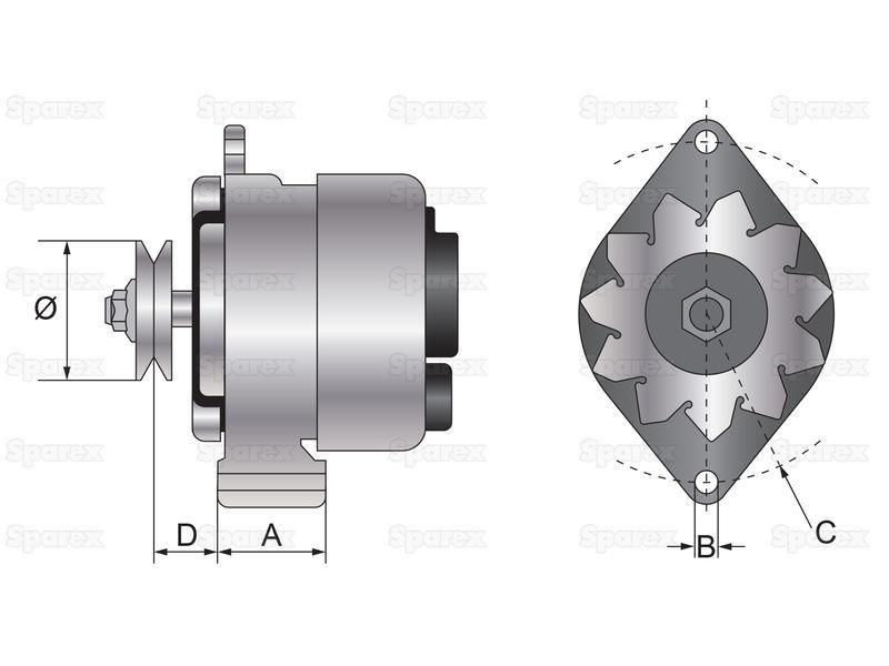 Alternator (Mahle) - 14V, 95 Amps for John Deere 7450 (Forage Harvesters - 7050 Series)