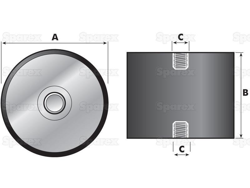 Anti Vibration Mount - Taper to Taper, Ø40mm.