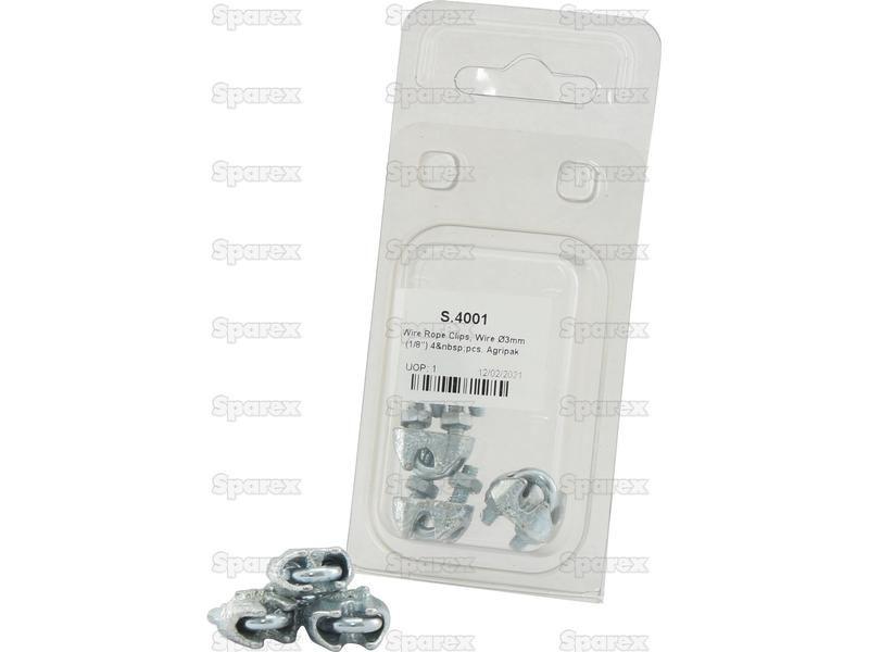 Wire Rope Clips, Wire Ø3mm (1/8'') 4 pcs. Agripak