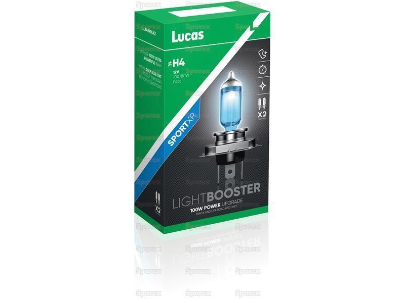Halogen Lightbooster SportXR Head Light, H4, Twin Pack, 12V, 100/80W Lucas (LLX484BLX2)