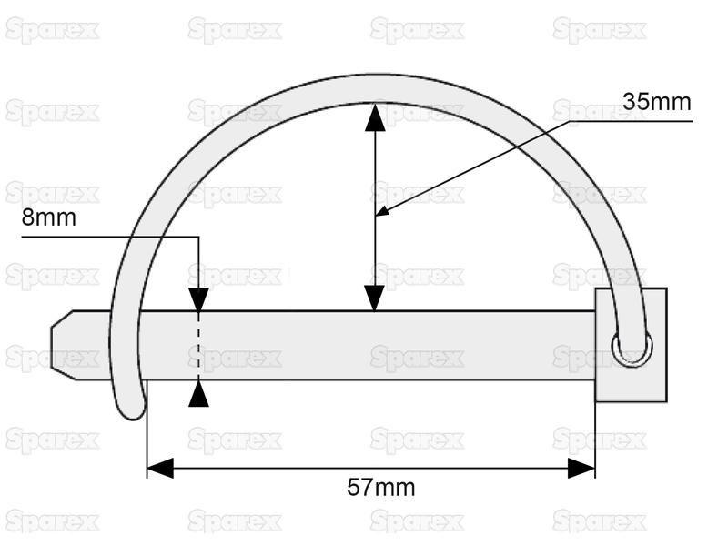 Shaft Locking Pin, Pin Ø8mm x 57mm ( ) Massey Ferguson (268755)