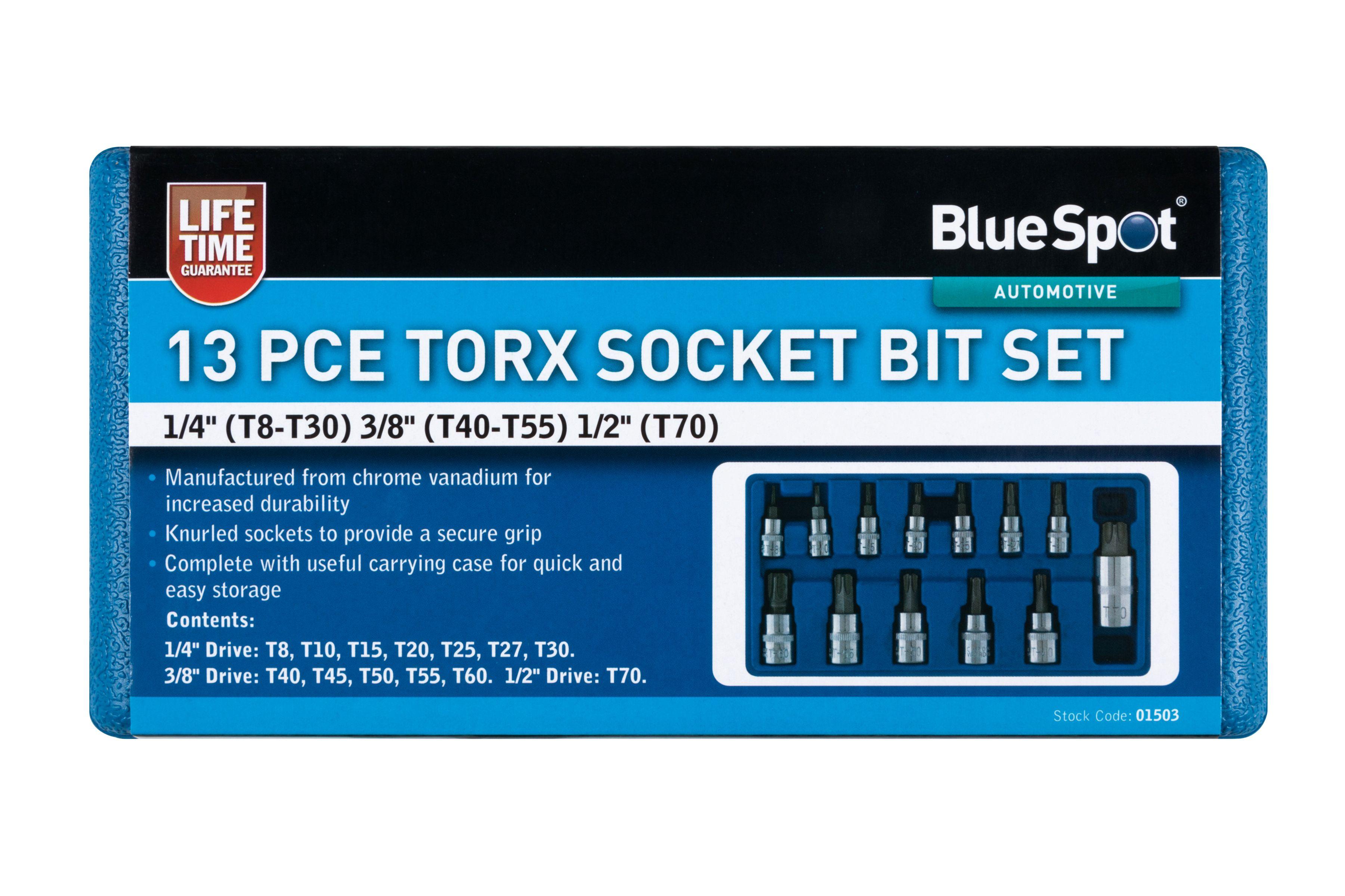 Blue Spot Tools 13 PCE Torx Socket Bit Set (T8-T60)