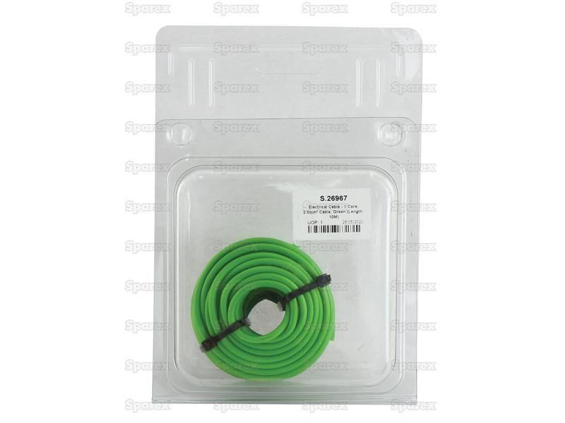 Electrical Cable - 1 Core, 2.5mm°² Cable, Green (Length: 10M), (Agripak)