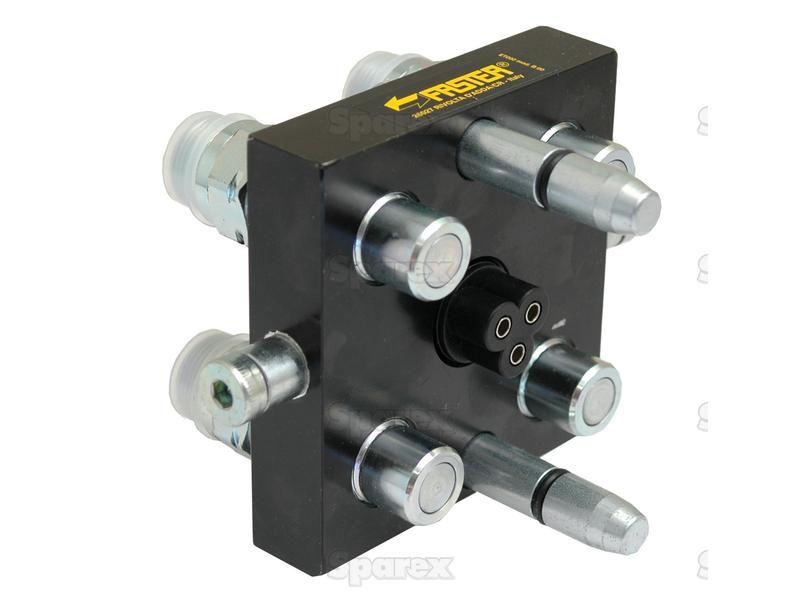 Faster Multiport Coupling - 4 Ports 3/8'' Body x M22 x 1.50 Metric Male Thread (Mobile Part) with 1 x Electric 3-pin plug Faster S.p.A (2P506142/2MC, 2P506-1-4-2/2MC)