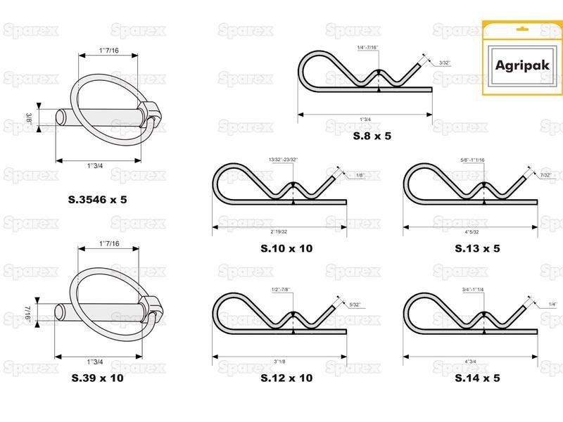 Round Linch Pin & Grip Clip - Single Wound, 50 pcs. Agripak