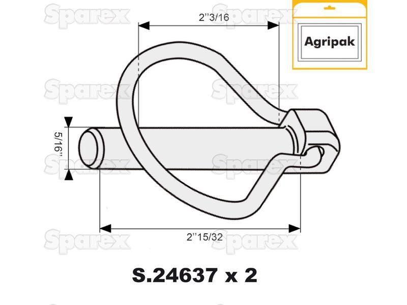Pear Linch Pin, Pin Ø8mm x 62mm (2 pcs. Agripak)