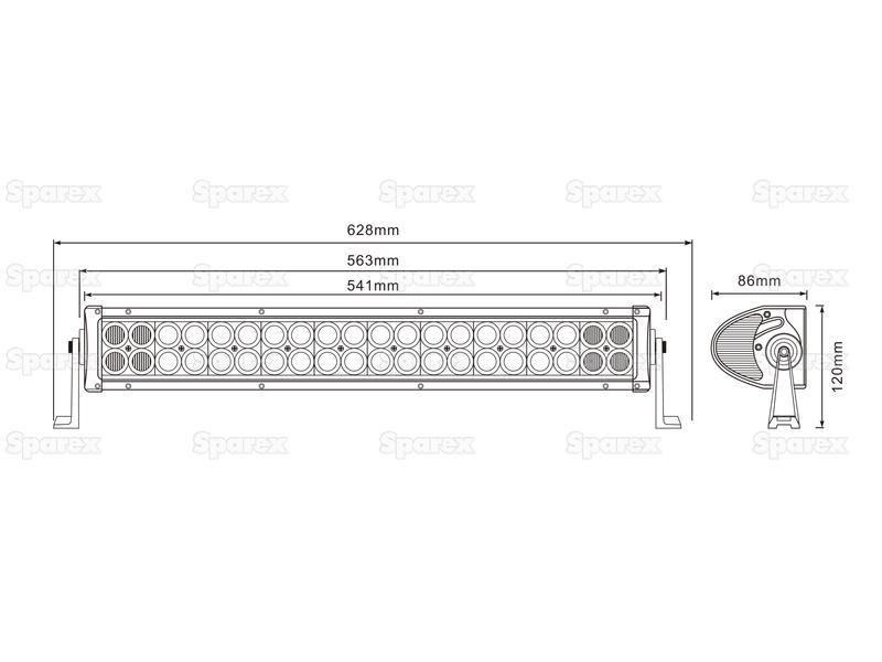LED Flat Work Light Bar, 610mm, 7200 Lumens, 10-30V