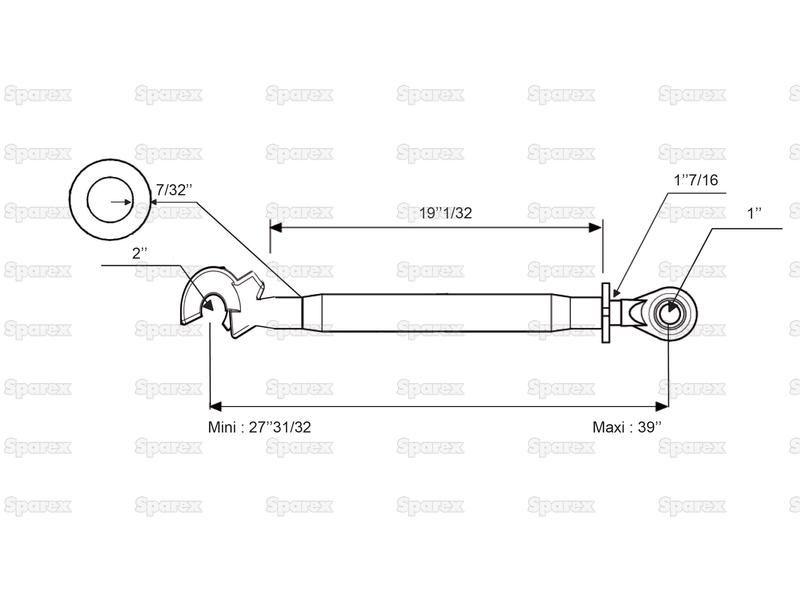 Top Link Superlink (Cat.2/2) Ball and Q.R. Hook, Min. Length: 680mm. for Case IH, Ford New Holland