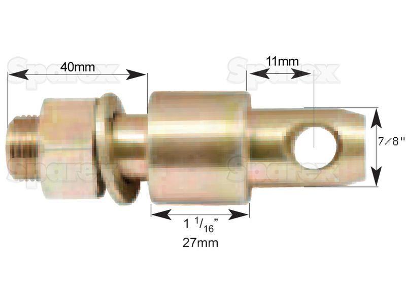 Stabiliser Pin 22x98mm, Thread size 3/4''x30mm for Massey Ferguson 565 (500 Series)
