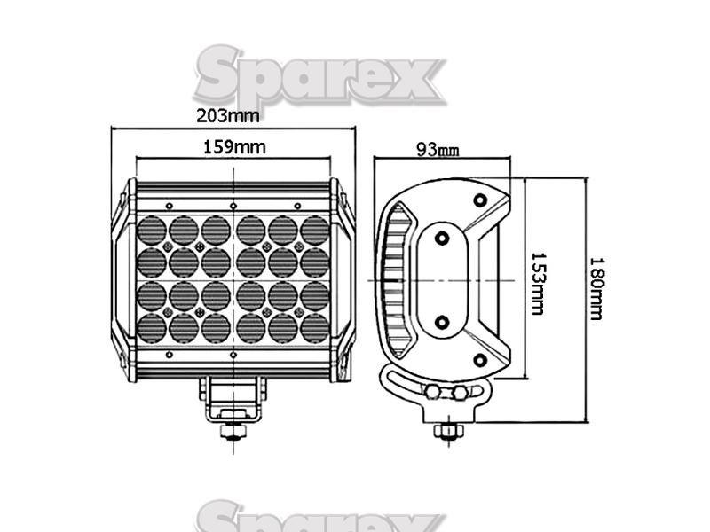 LED Work Light - aluminium case, 7200 lumen | 12/24 Volts, LEDs 24x3w