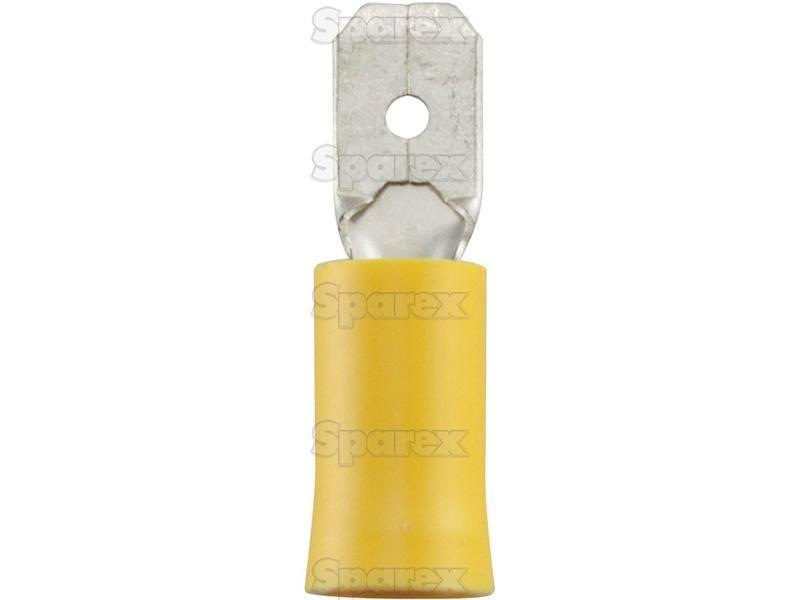 Pre Insulated Spade Terminal, Double Grip - Male, 6.3mm, Yellow (4.0 - 6.0mm)
