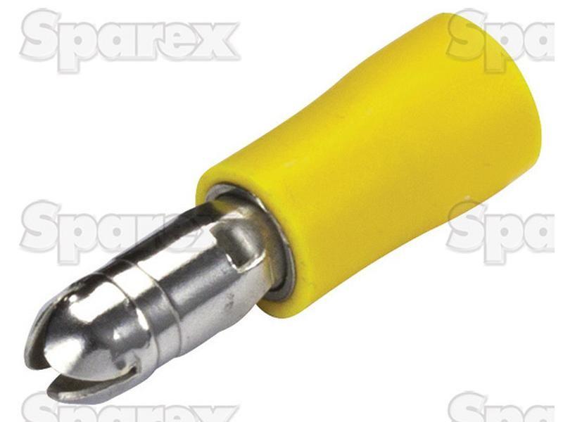 Pre Insulated Bullet Terminal, Double Grip - Male, 5.0mm, Yellow (4.0 - 6.0mm)
