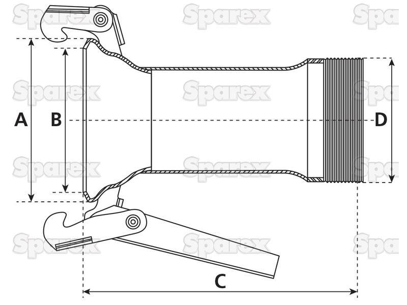 Coupling with Threaded End - Female 4'' (100mm) x 4'' (Galvanised)