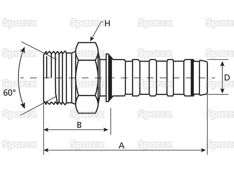 Gates BSP 60° Hose Insert 1 1/4'' x '' Male Thread Straight Gates (Belts) (20GS20MBSPP)