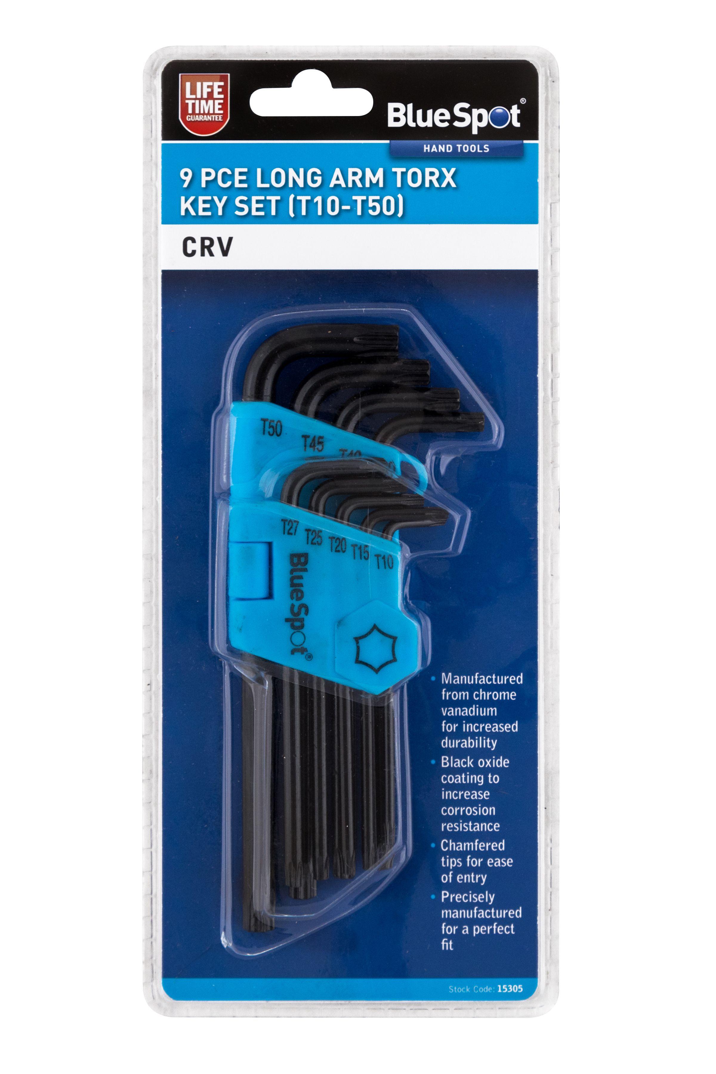 Blue Spot Tools 9 PCE Long Arm Torx Key Set (T10-T50)