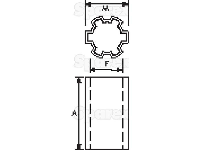PTO Sleeve Increaser - Female spline 1 1/8'' - 6 x Male spline 1 3/8'' - 6 with . for Massey Ferguson TEF20 (TE20 Series)